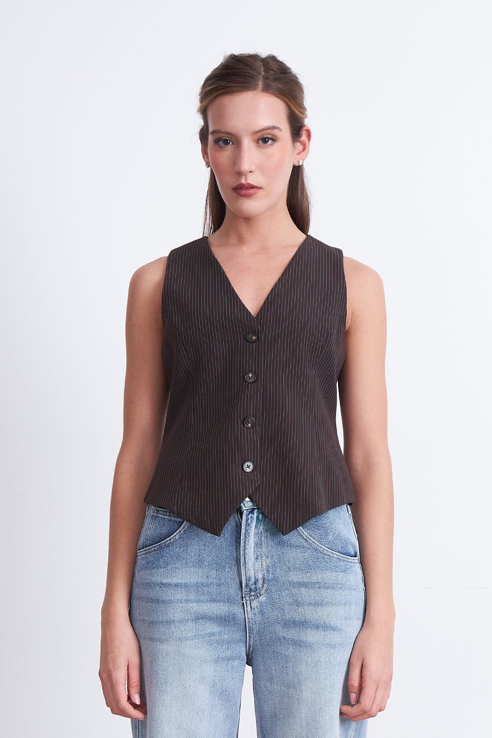 Gilet Sastrero Rayas Diplomáticas Café