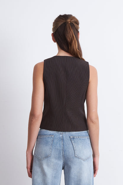 Gilet Sastrero Rayas Diplomáticas Café