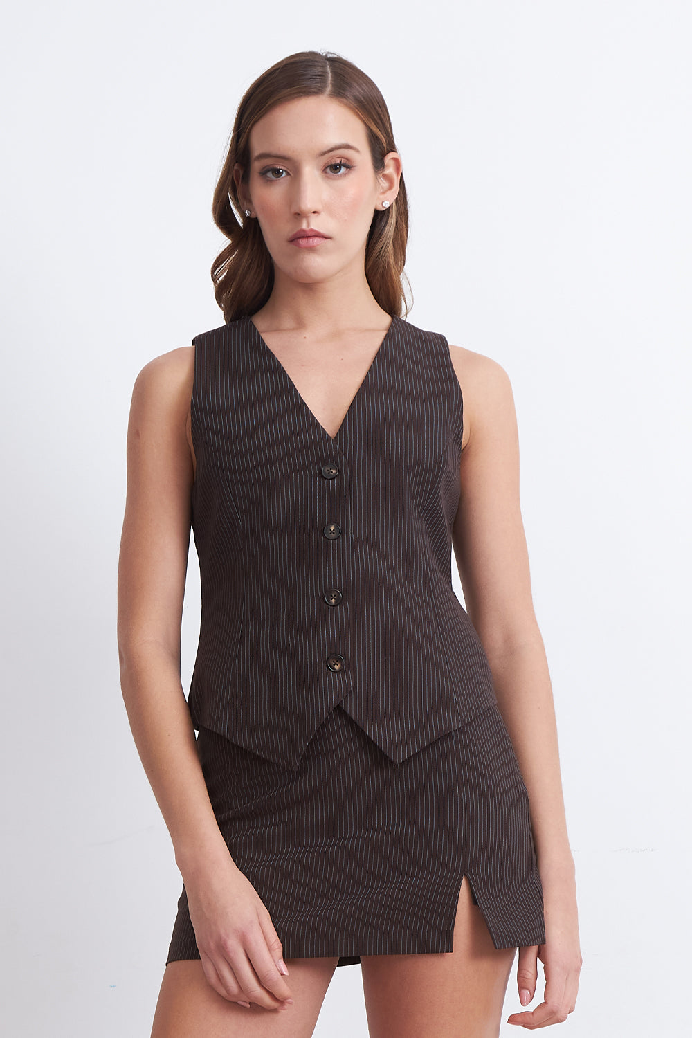 Gilet Sastrero Rayas Diplomáticas Café