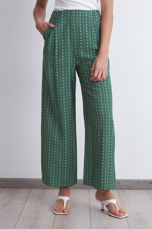 Pantalón Patrón Floral Verde