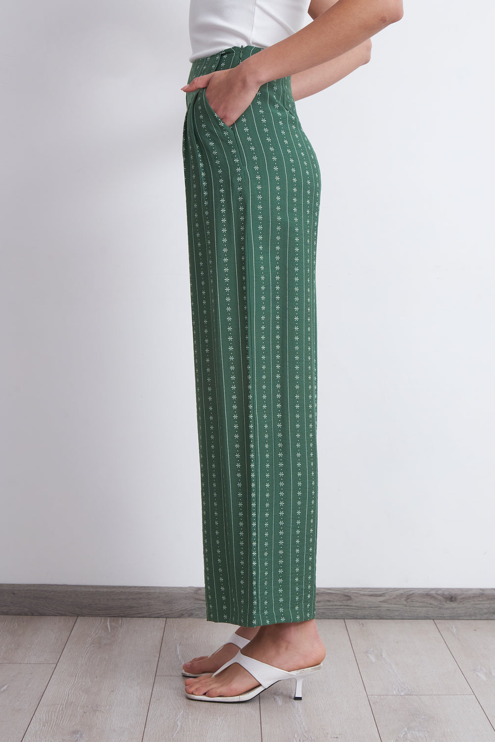 Pantalón Patrón Floral Verde