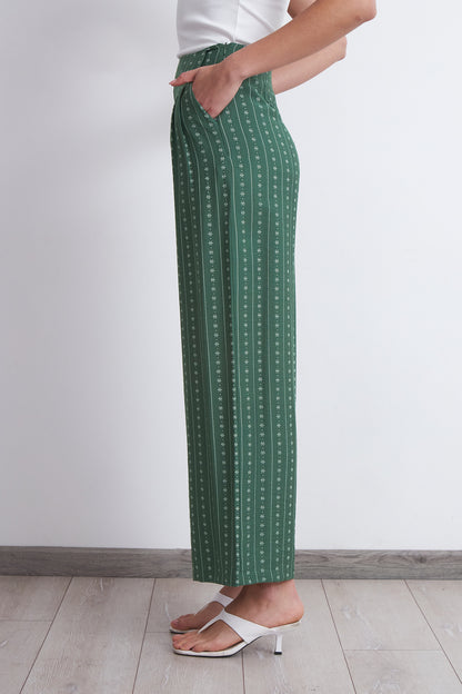 Pantalón Patrón Floral Verde