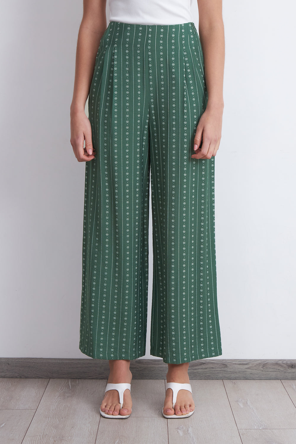 Pantalón Patrón Floral Verde