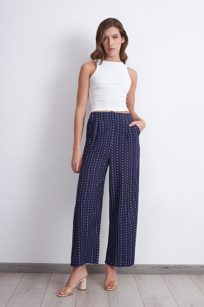 Pantalón Patrón Floral Azul Marino