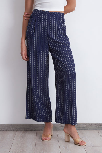 Pantalón Patrón Floral Azul Marino