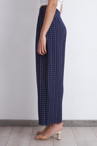 Pantalón Patrón Floral Azul Marino