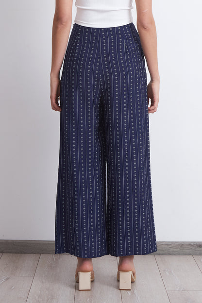 Pantalón Patrón Floral Azul Marino