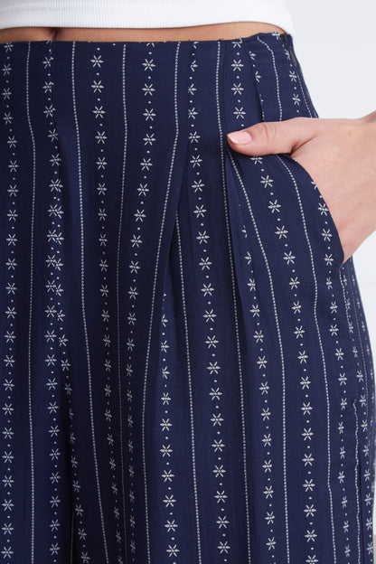 Pantalón Patrón Floral Azul Marino