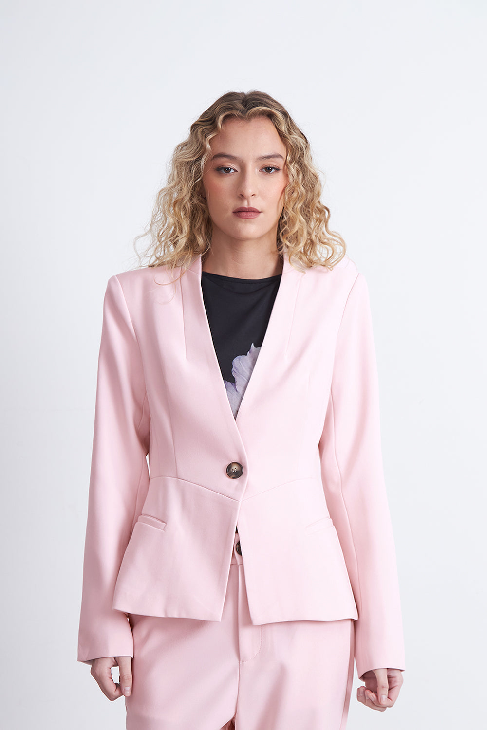 Blazer Básico Sastrero Rosado