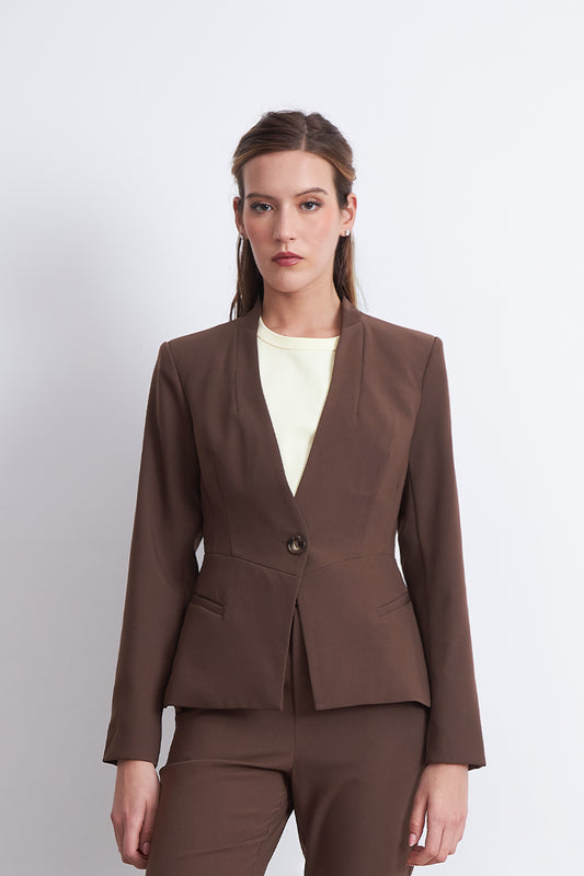 Blazer Básico Sastrero Café