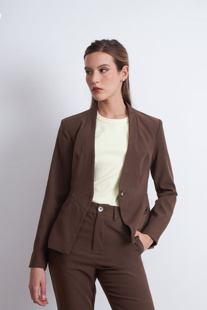 Blazer Básico Sastrero Café