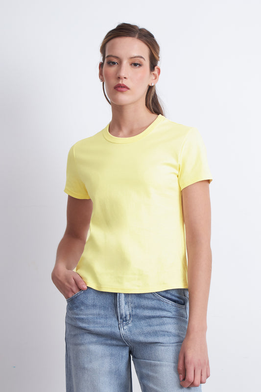 Polera Cuello Redondo Manga Corta Amarillo