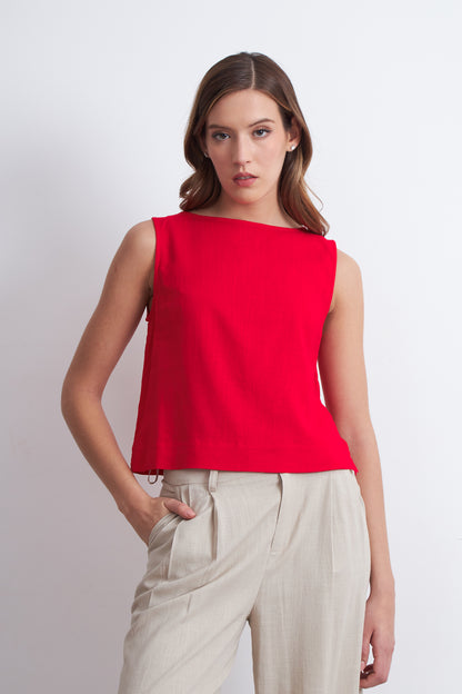 Top Básico Mezcla Lino Rojo
