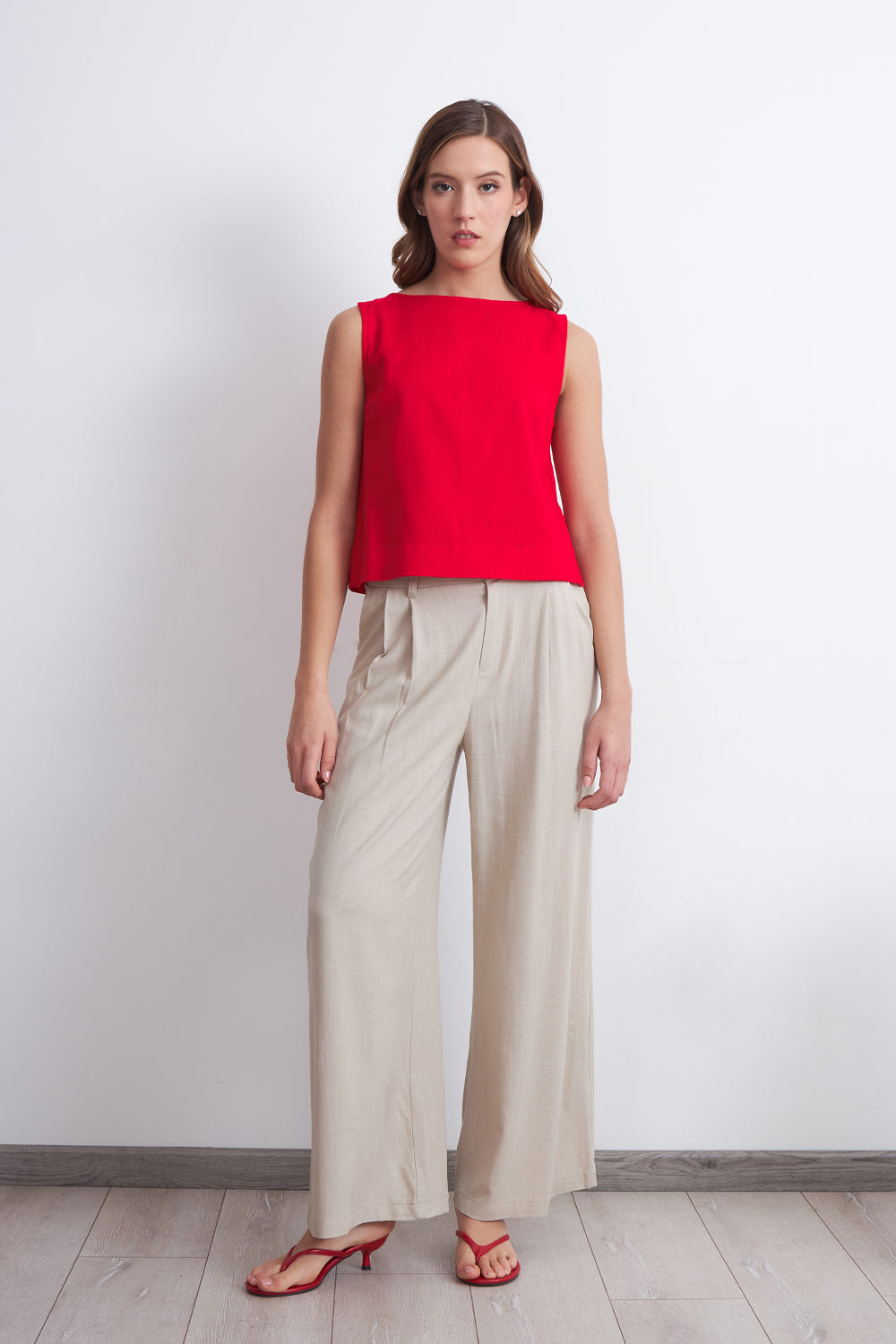 Top Básico Mezcla Lino Rojo