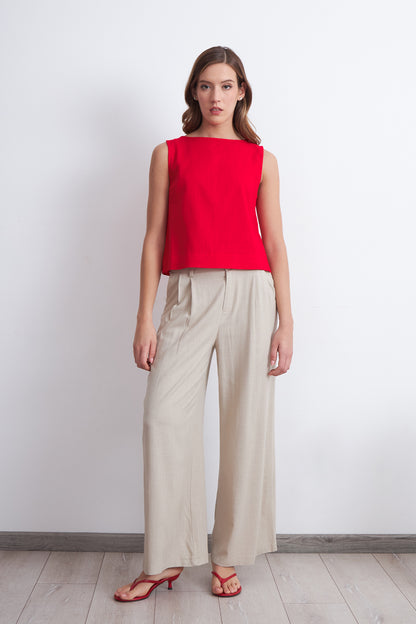 Top Básico Mezcla Lino Rojo