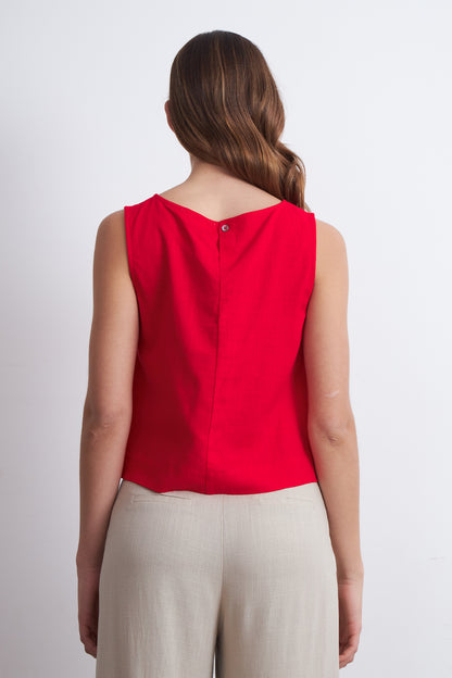 Top Básico Mezcla Lino Rojo