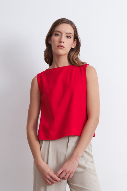 Top Básico Mezcla Lino Rojo