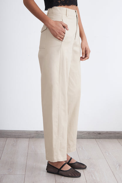 Pantalón Corte Barrel Beige