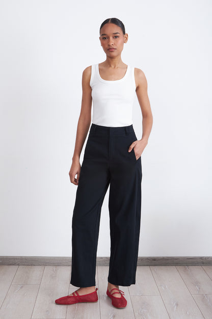 Pantalón Corte Barrel Azul Marino