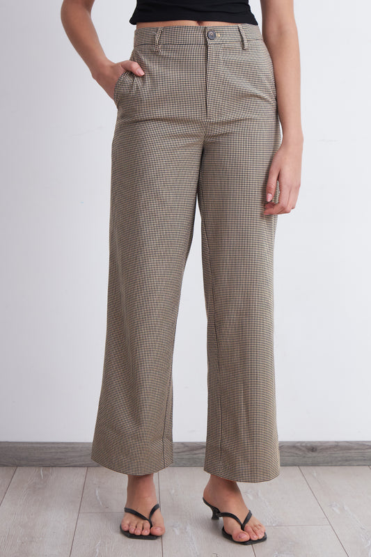 Pantalón Recto Vichy Khaki