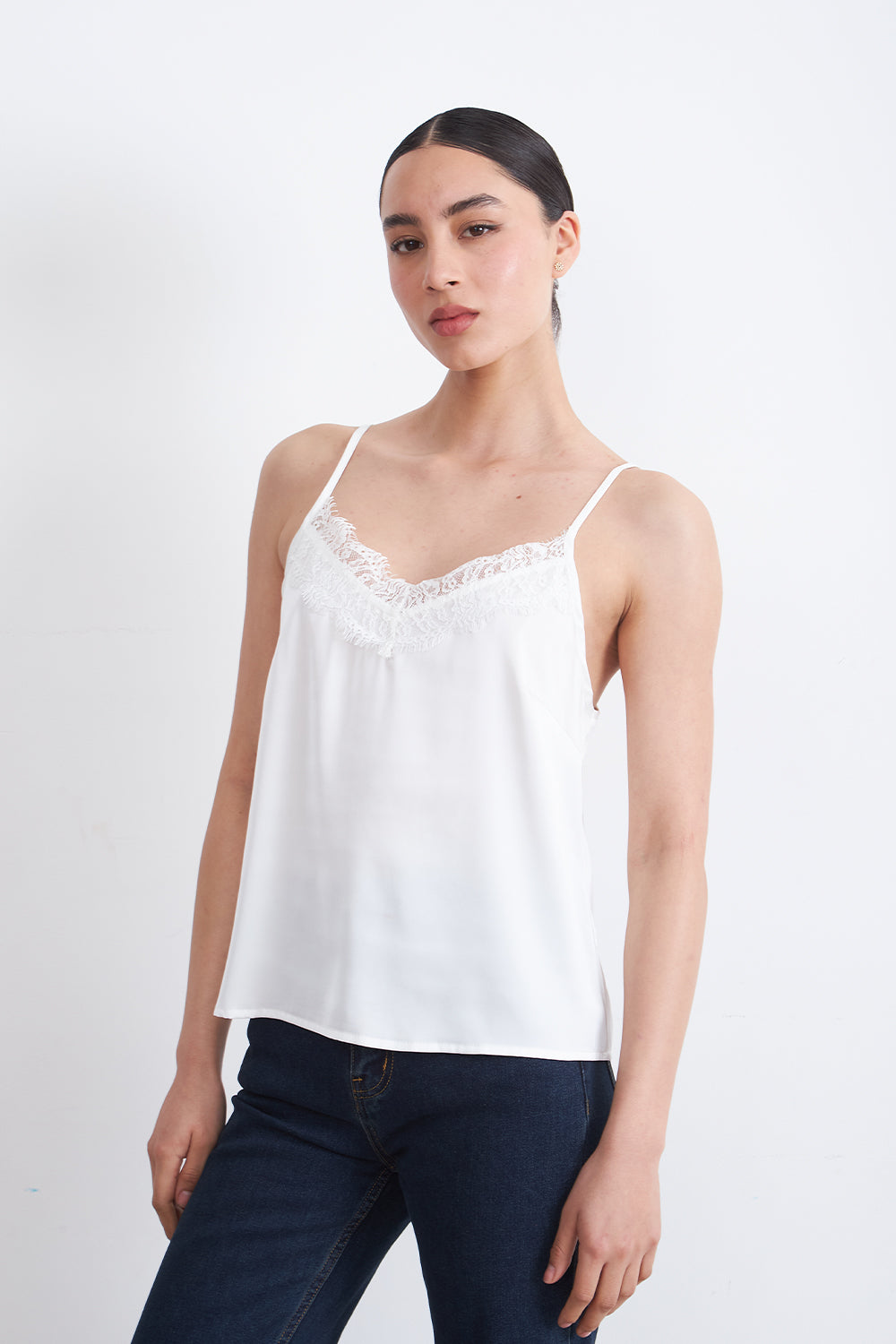 Blusa Lencera Tipo Satin Blanco