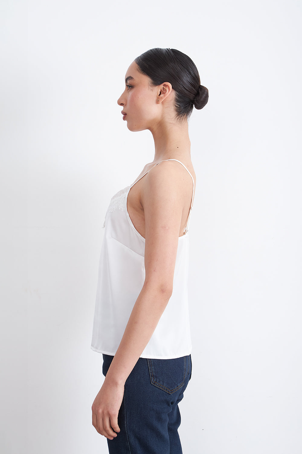 Blusa Lencera Tipo Satin Blanco