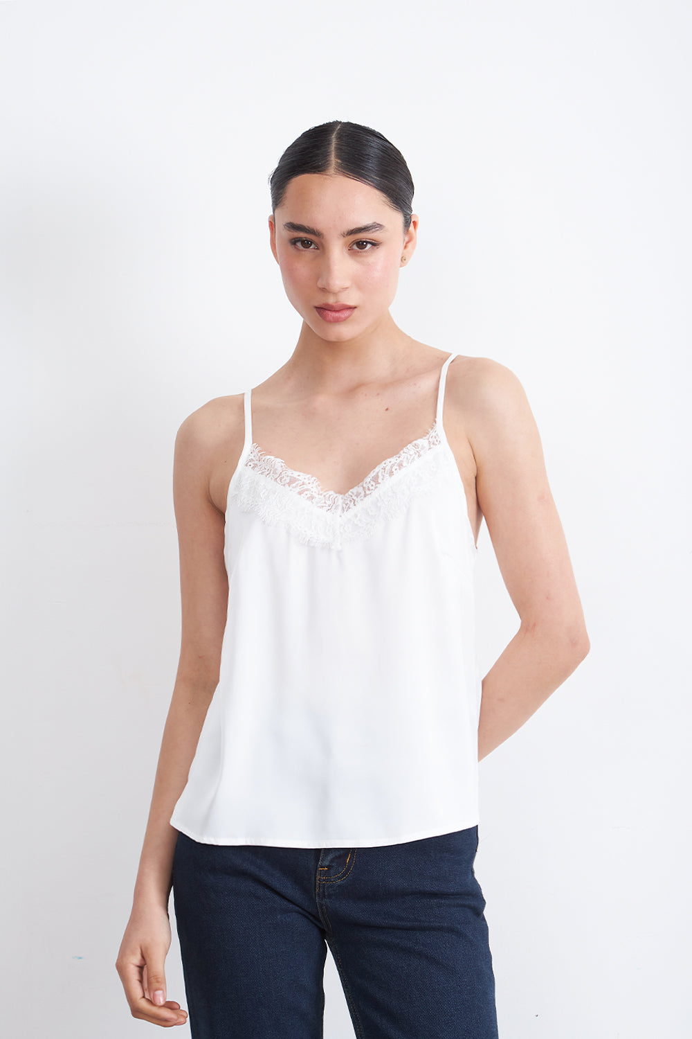 Blusa Lencera Tipo Satin Blanco