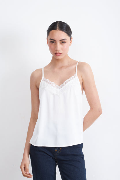 Blusa Lencera Tipo Satin Blanco