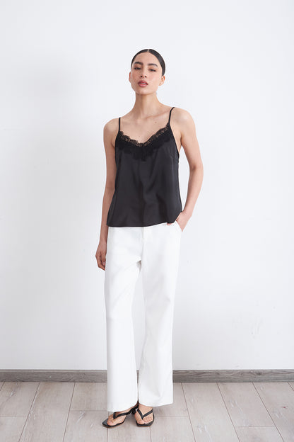 Blusa Lencera Tipo Satin Negro