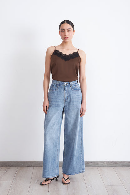 Blusa Lencera Tipo Satin Café