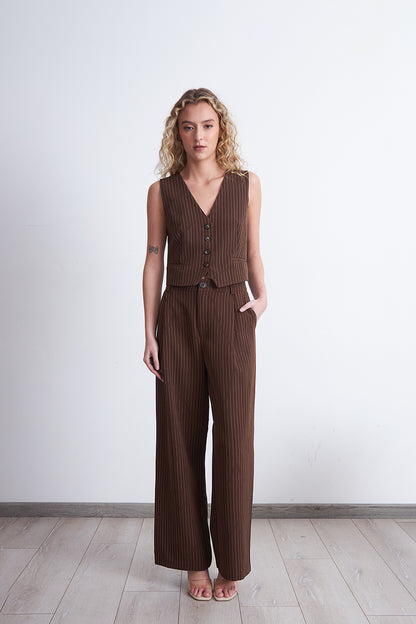 Pantalón Recto Raya Diplomática Café