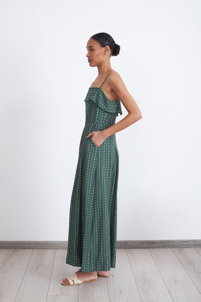 Enterito de Tela con Patrón Floral Verde