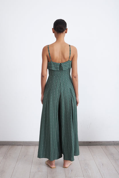 Enterito de Tela con Patrón Floral Verde