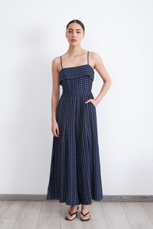 Enterito de Tela con Patrón Floral Azul Marino