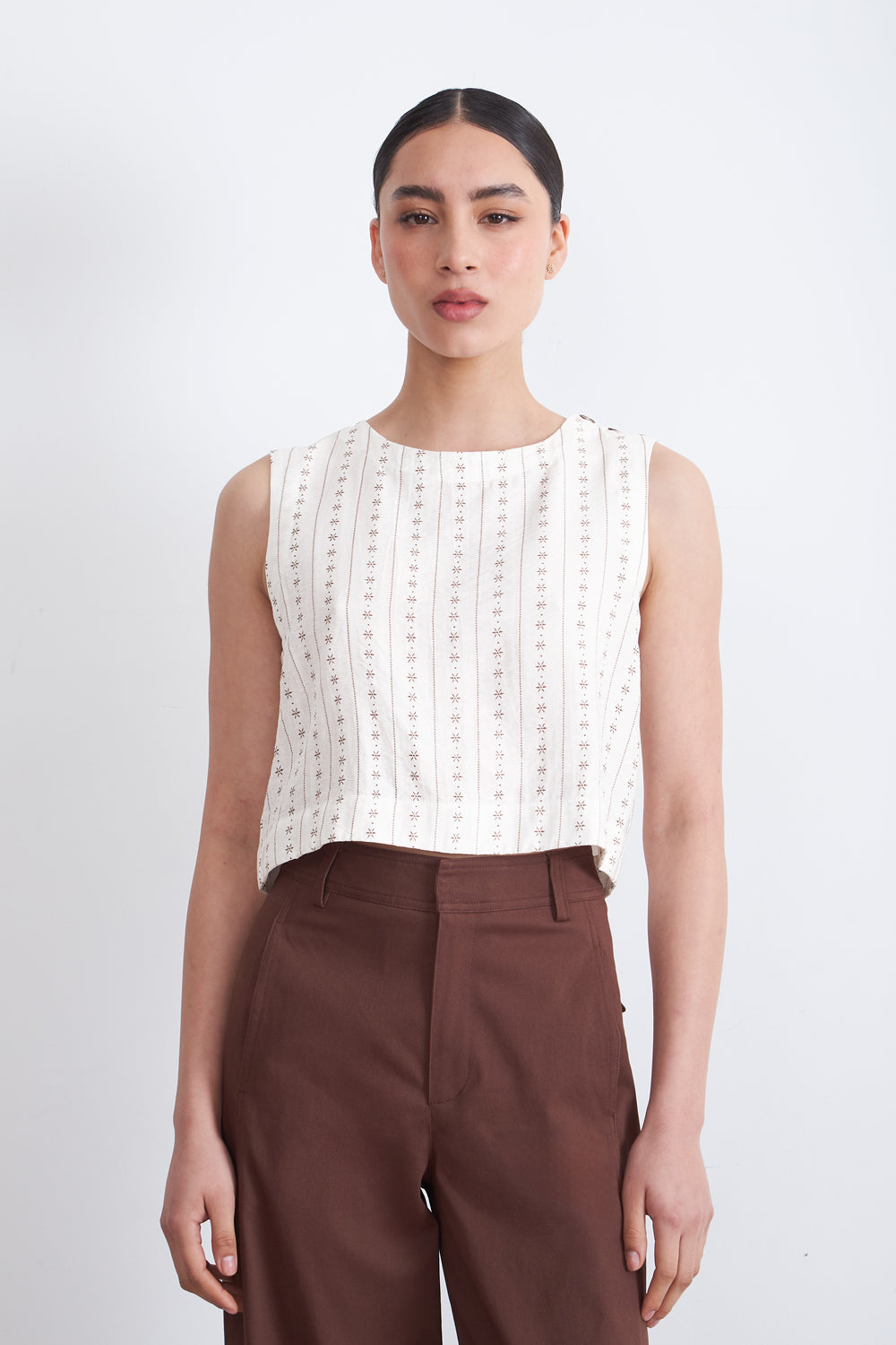 Top / Blusa Patrón Floral Blanco