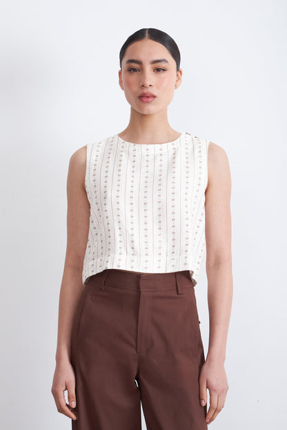 Top / Blusa Patrón Floral Blanco