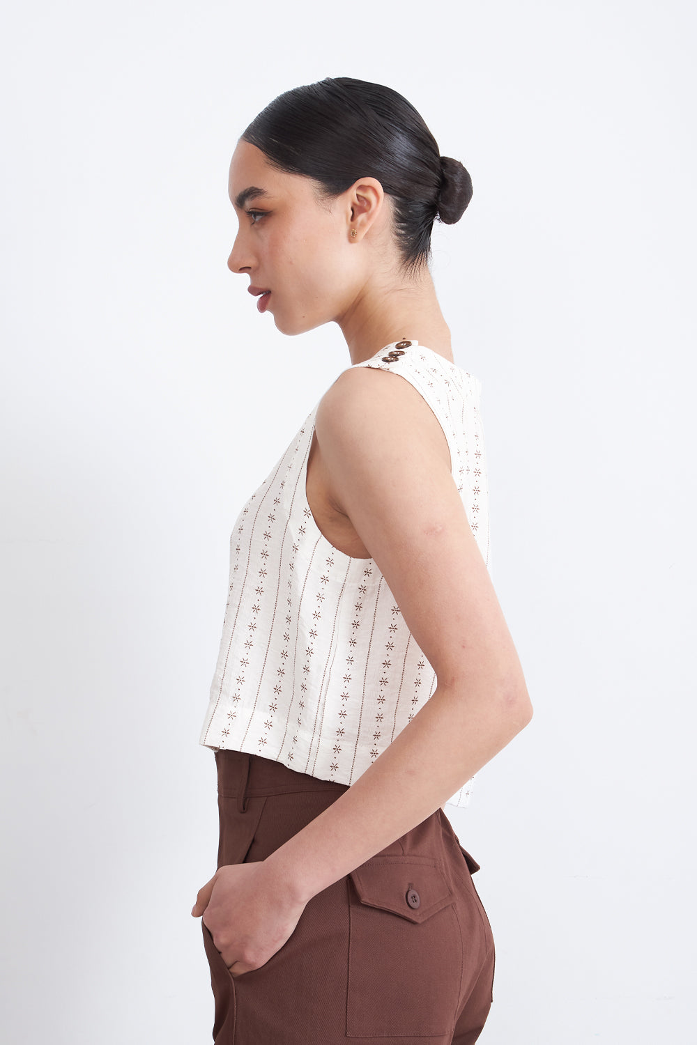 Top / Blusa Patrón Floral Blanco