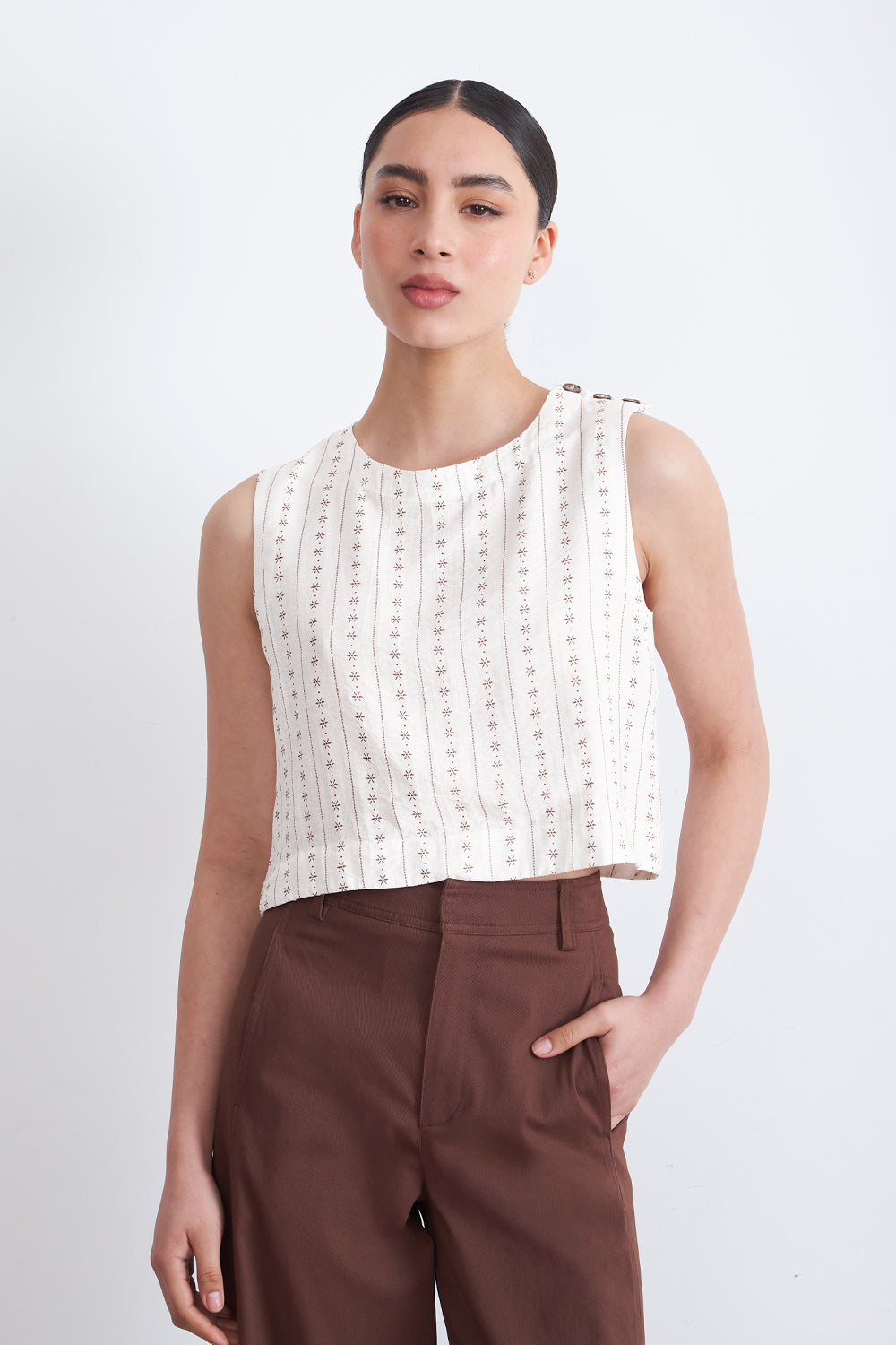 Top / Blusa Patrón Floral Blanco