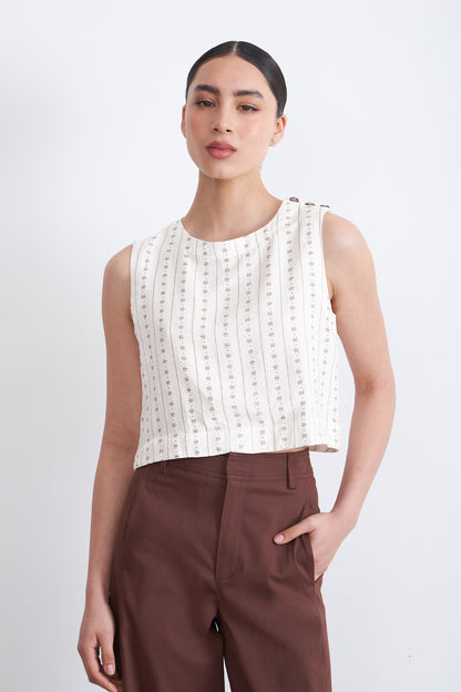 Top / Blusa Patrón Floral Blanco