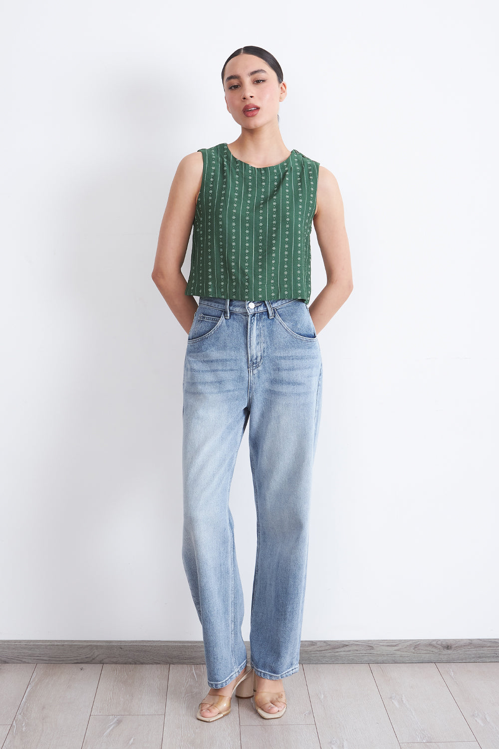 Top / Blusa Patrón Floral Verde