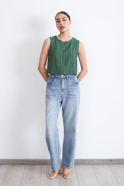 Top / Blusa Patrón Floral Verde