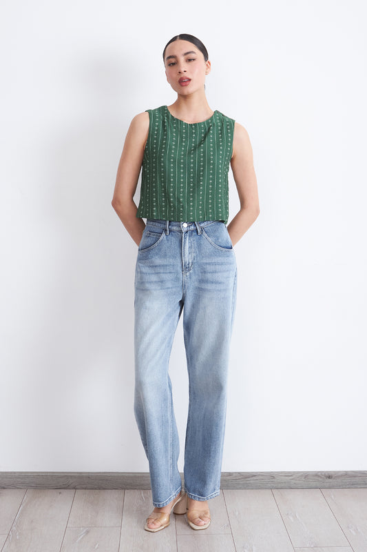 Top / Blusa Patrón Floral Verde