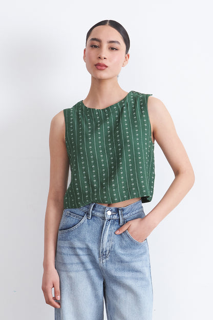 Top / Blusa Patrón Floral Verde
