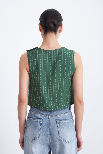 Top / Blusa Patrón Floral Verde