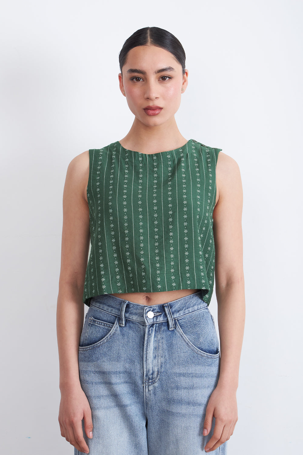 Top / Blusa Patrón Floral Verde