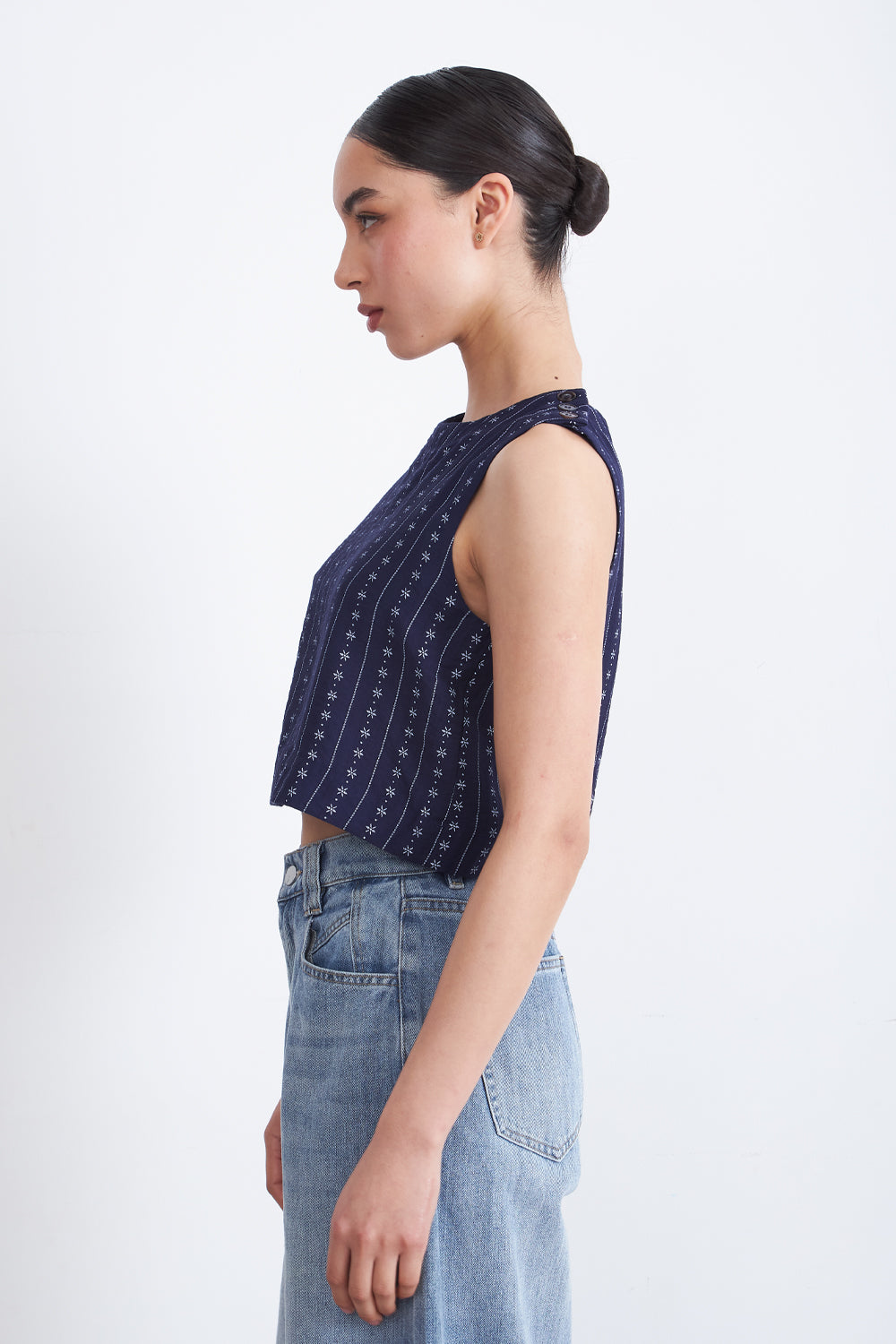 Top / Blusa Patrón Floral Azul Marino