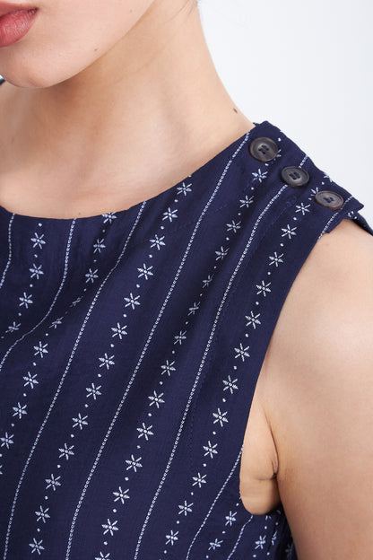 Top / Blusa Patrón Floral Azul Marino