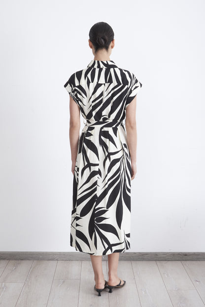 Vestido Cuello Camisero Cinturón Negro