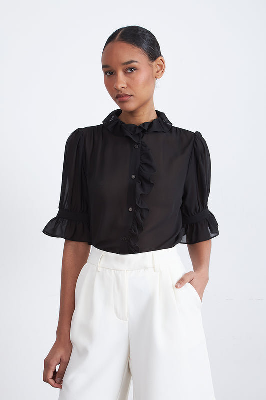 Blusa Vuelos Frontales Negro