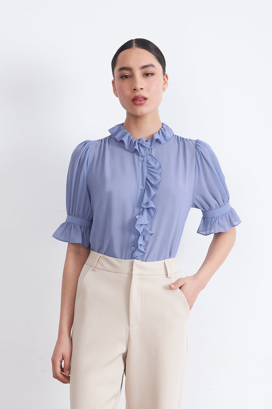Blusa Vuelos Frontales Celeste